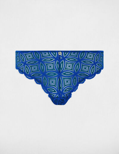 Tanga de encaje azul mujer