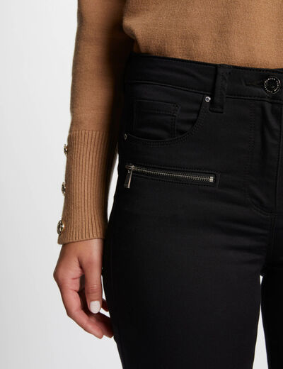 Vaquero slim con cremallera negro mujer