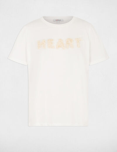 Camiseta con bordado en relieve blanco mujer