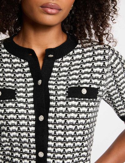 C&aacute;rdigan manga corta estampado negro mujer