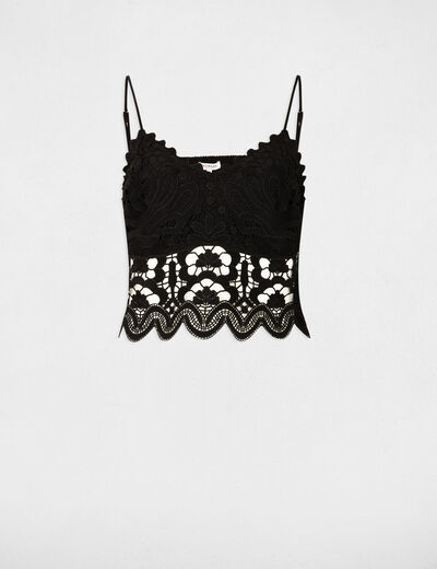 Crop top tirantes finos negro mujer