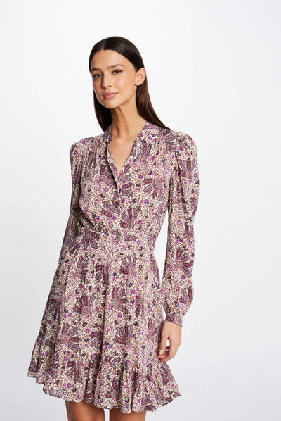 Vestido recto estampado de cachemira multicolor mujer