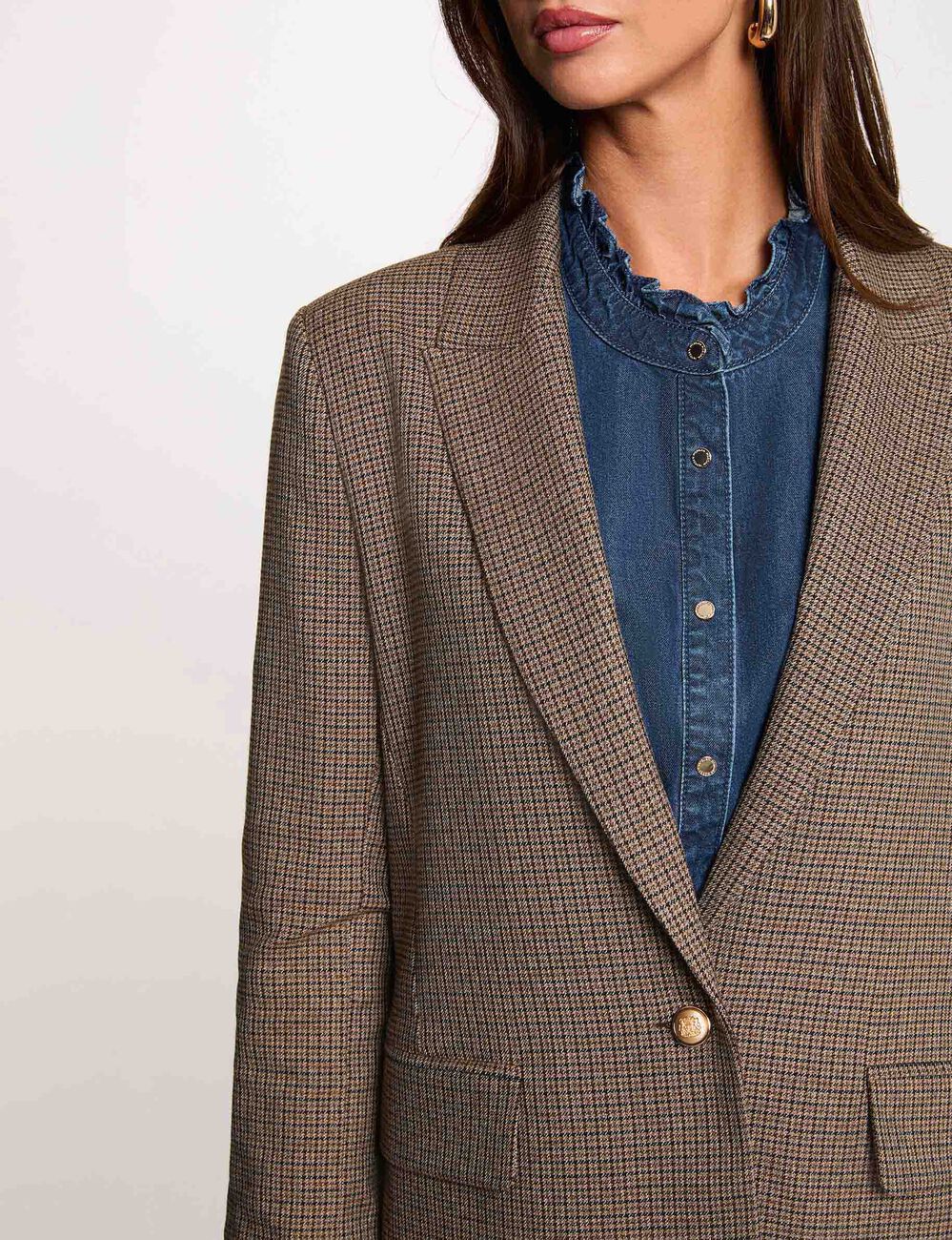 Chaqueta recta con cuello de sastre multicolor mujer