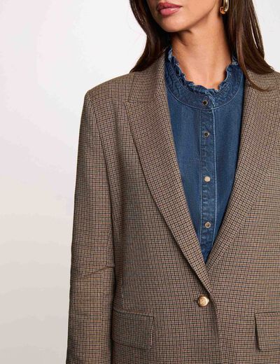 Chaqueta recta con cuello de sastre multicolor mujer