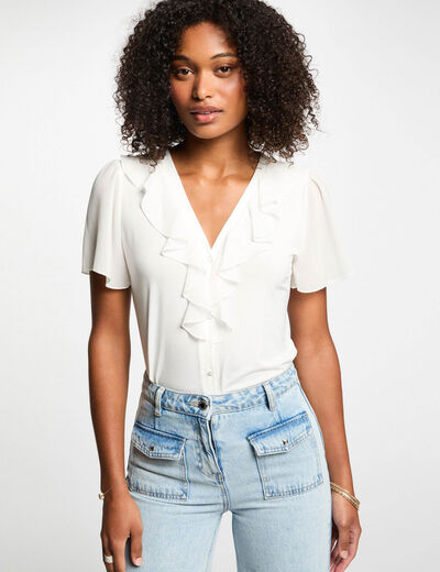 Camiseta manga corta blanco mujer