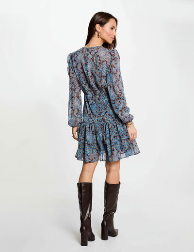 Vestido corto ajustado con cuello en V multicolor mujer