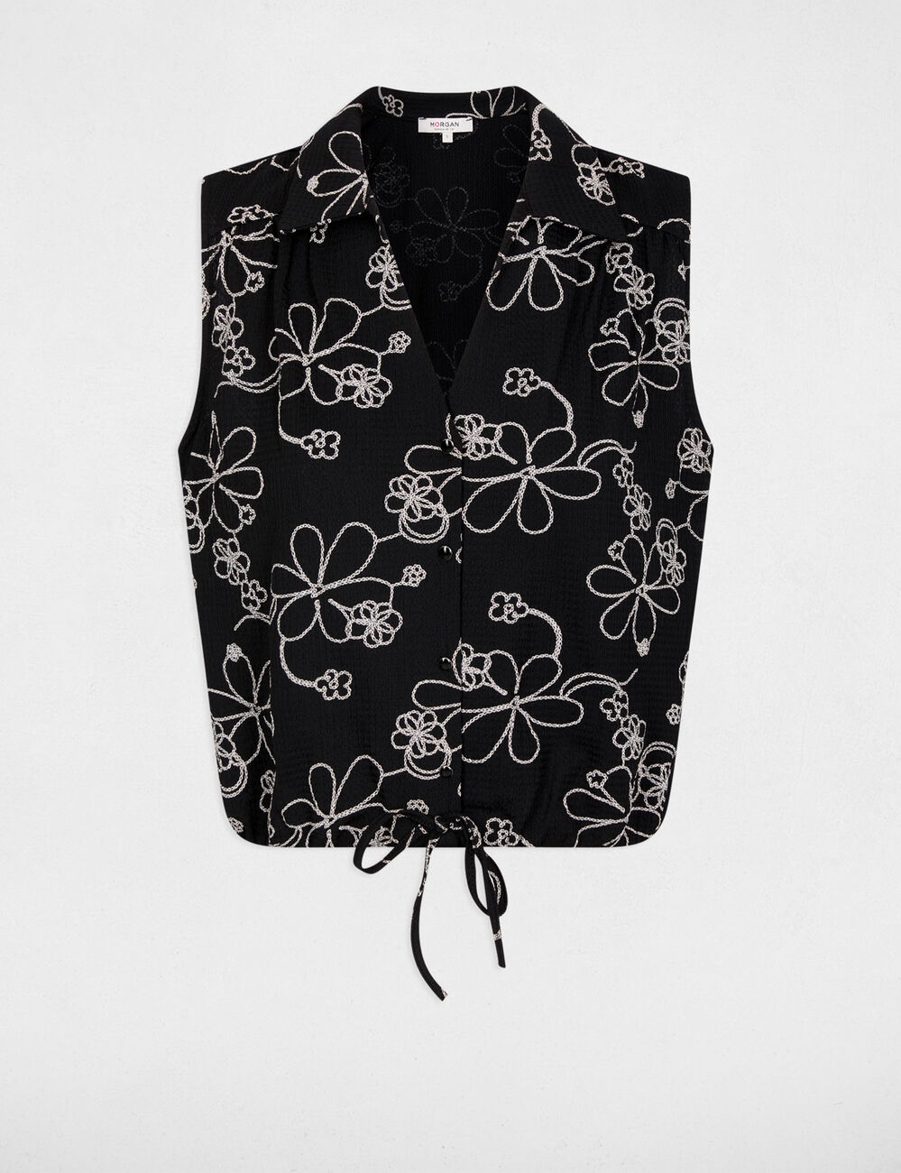 Blusa sin mangas con cuello en V negro mujer