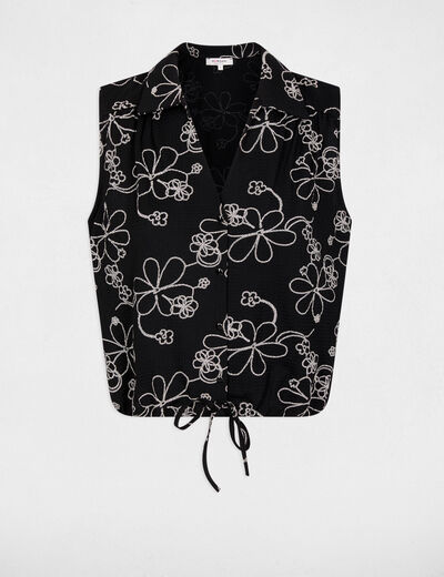 Blusa sin mangas con cuello en V negro mujer