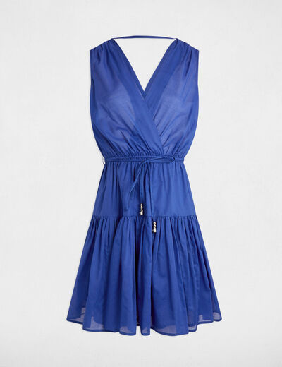 Vestido corto acampanado azul eléctrico mujer