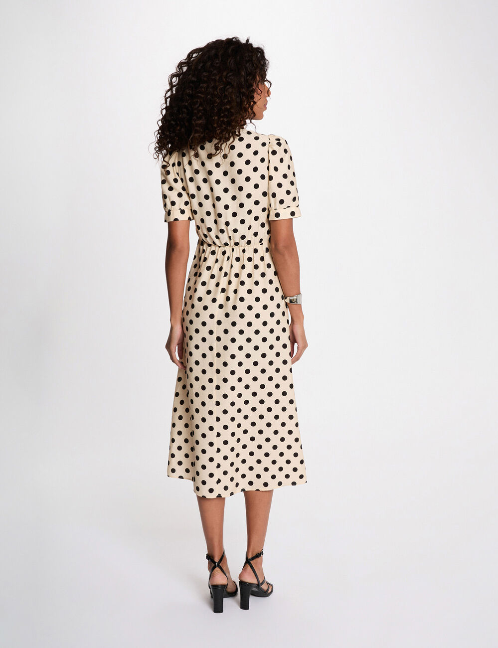 Vestido midi con mangas abullonadas multicolor mujer