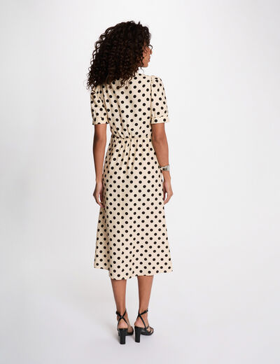 Vestido midi con mangas abullonadas multicolor mujer