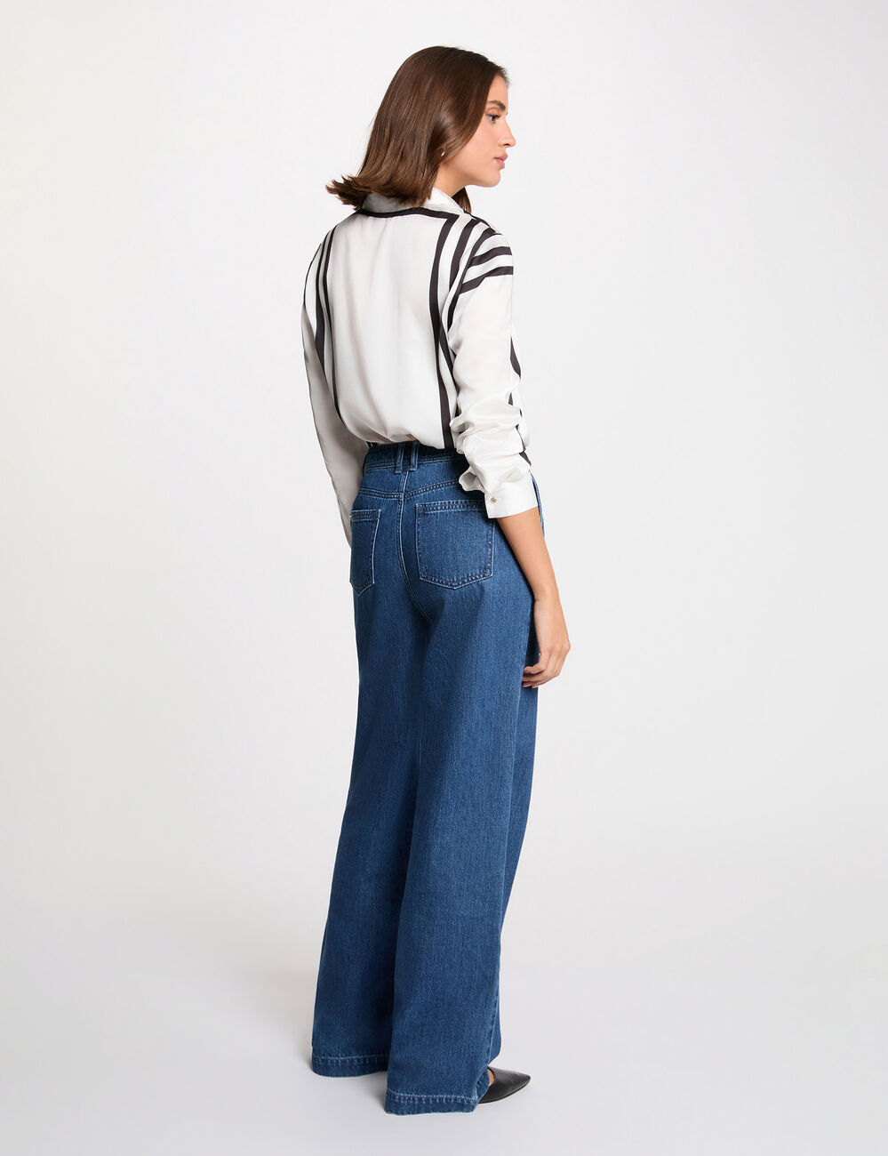 Camisa manga larga rayas blanco mujer