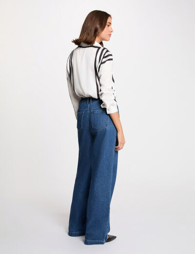 Camisa manga larga rayas blanco mujer