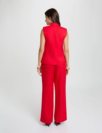 Pantal&oacute;n de tiro alto ancho rojo mujer