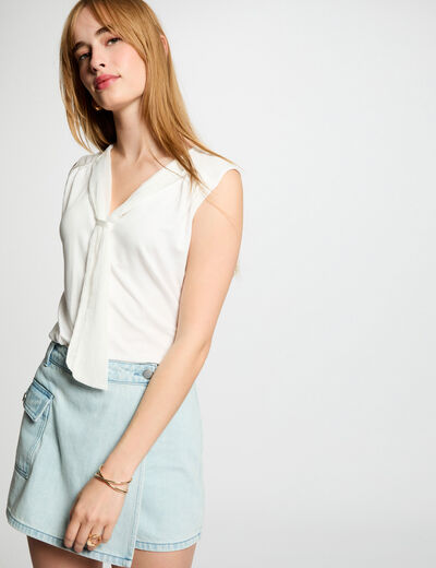 Top sin manga blanco mujer