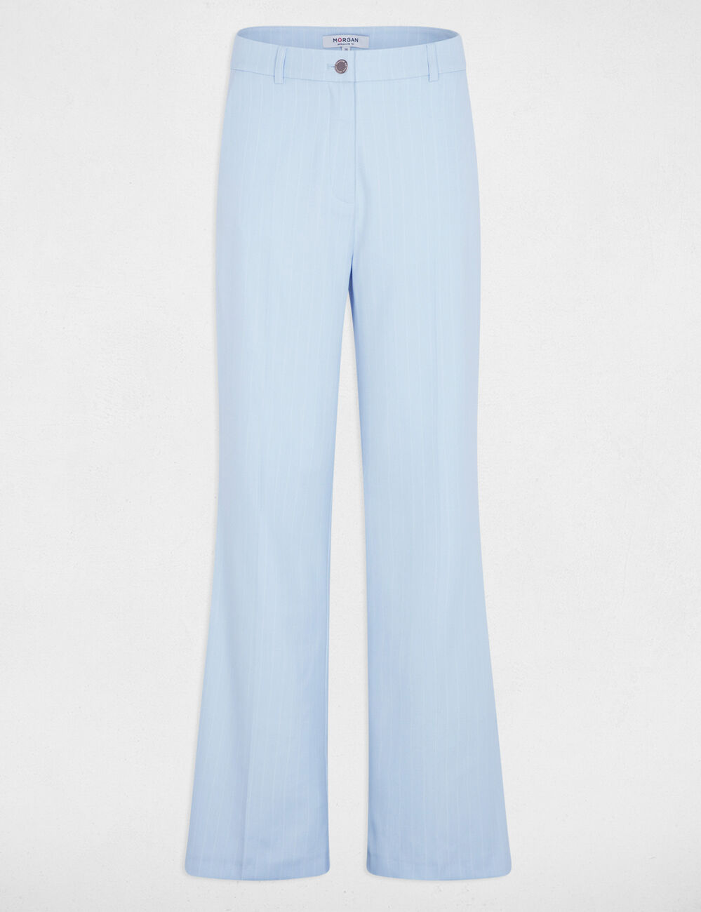 Pantal&oacute;n recto de tiro alto azul cielo mujer