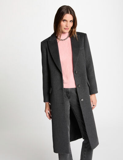 Abrigo largo abotonado gris anthracite mujer