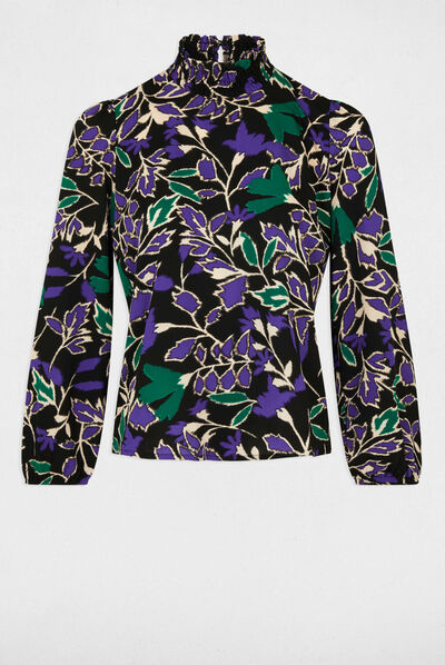 Blusa manga larga estampado vegetal multico mujer