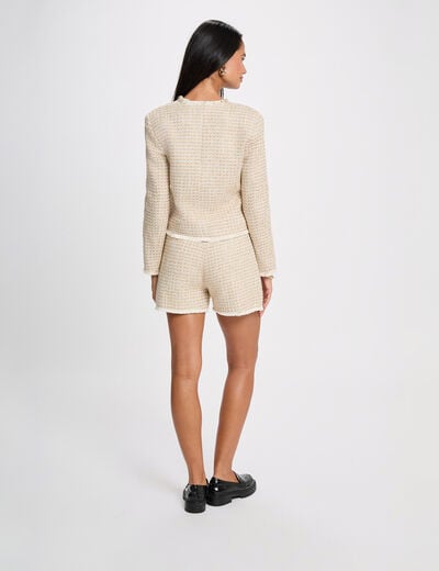 Pantal&oacute;n corto de tweed de tiro alto multicolor mujer