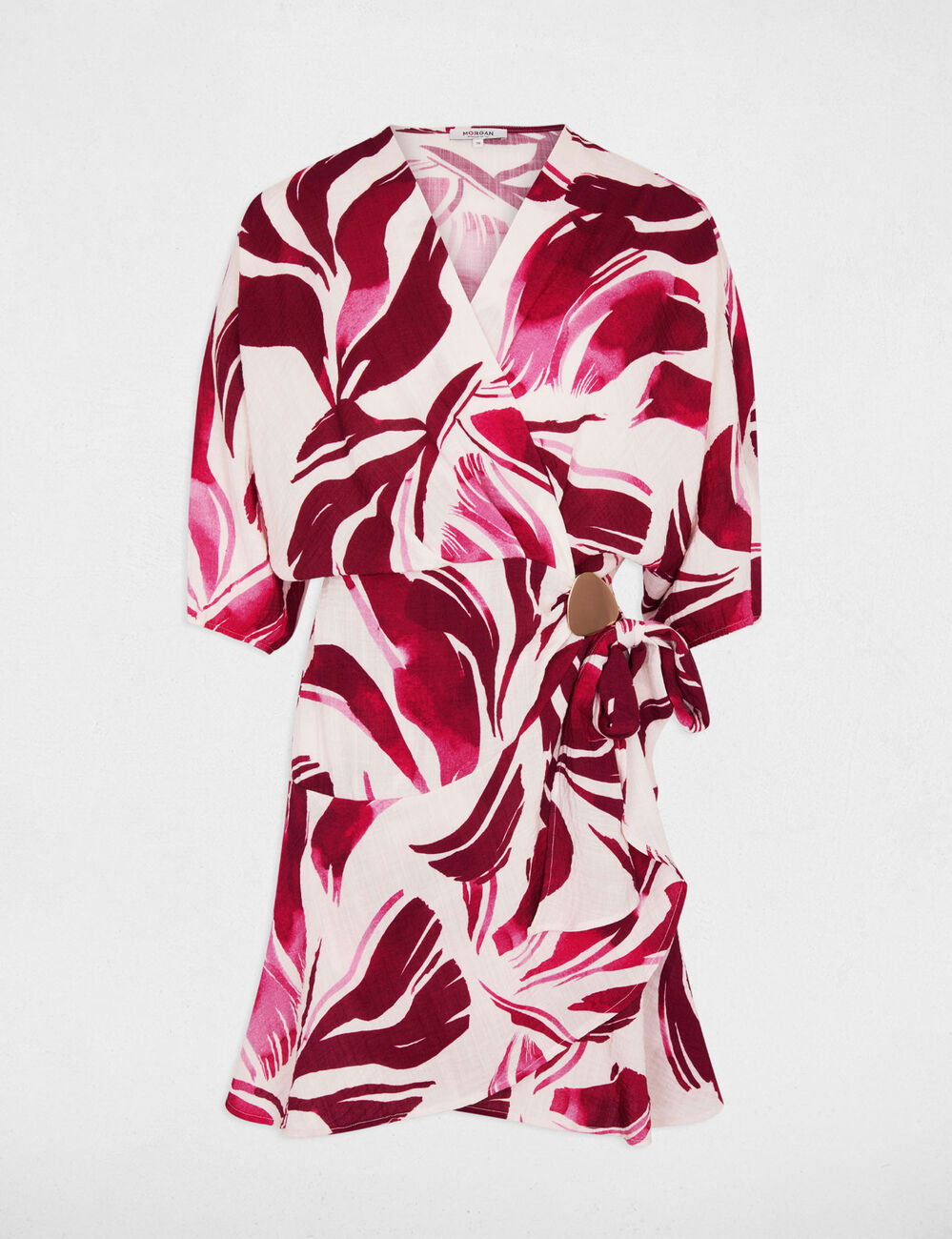 Vestido plisado cruzado multicolor mujer