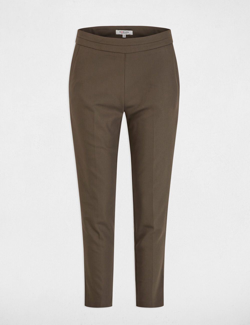Pantalón cigarette estilo corto verde caqui mujer