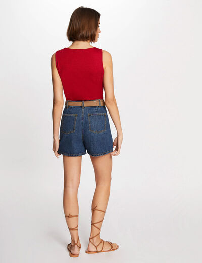 Camiseta sin manga abertura rojo medio mujer