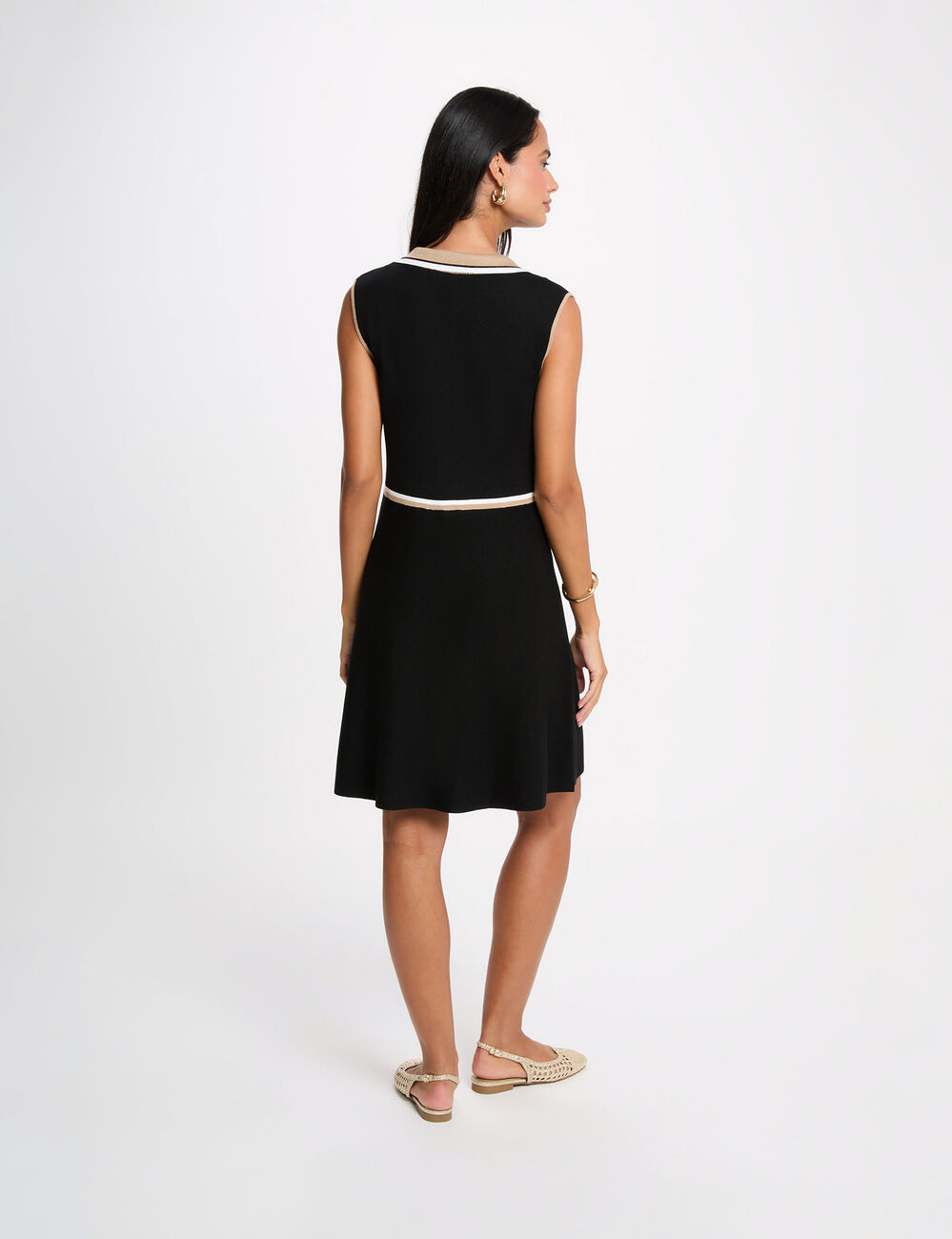 Vestido de punto con cuello vuelto negro mujer