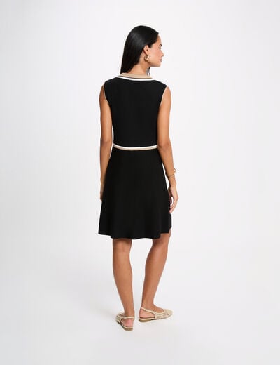 Vestido de punto con cuello vuelto negro mujer