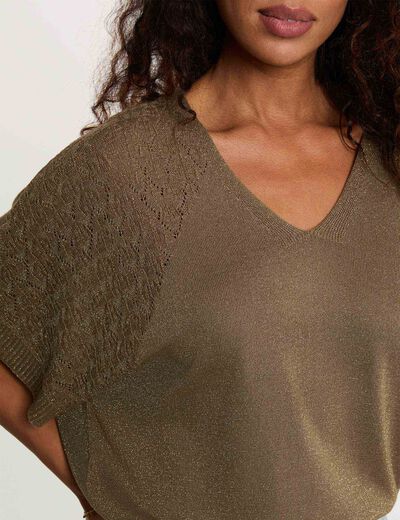 Jersey oversize con cuello v verde caqui mujer