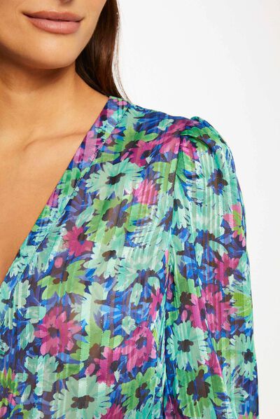 Camisa manga 3/4 estampado floral multico mujer