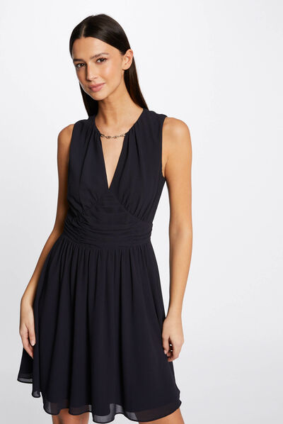 Vestido de patinadora detalle de cadena azul marino mujer