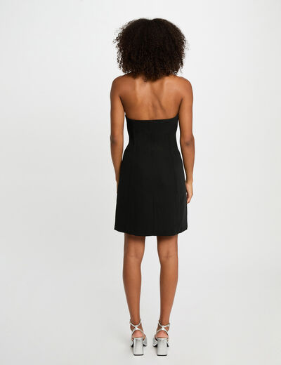Vestido corto cruzado negro mujer
