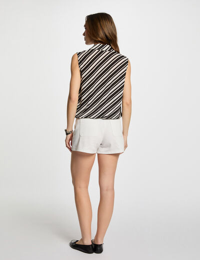 Top sin manga con rayas blanco mujer