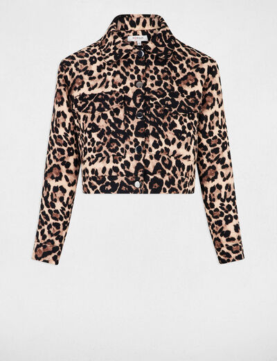 Chaqueta corta estampada multicolor mujer