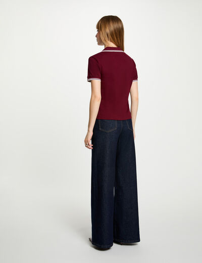Polo ajustado burdeos mujer