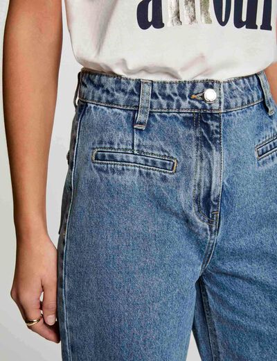 Vaquero de pernera ancha denim doble stone mujer