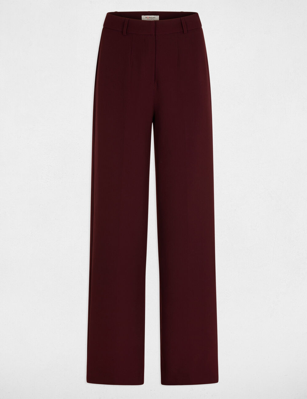 Pantal&oacute;n recto con pinzas ciruela mujer
