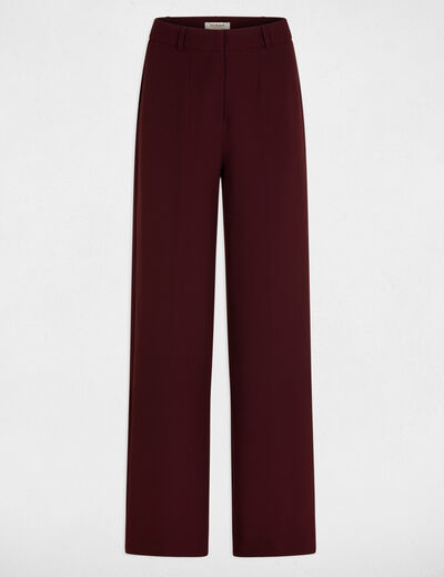 Pantal&oacute;n recto con pinzas ciruela mujer