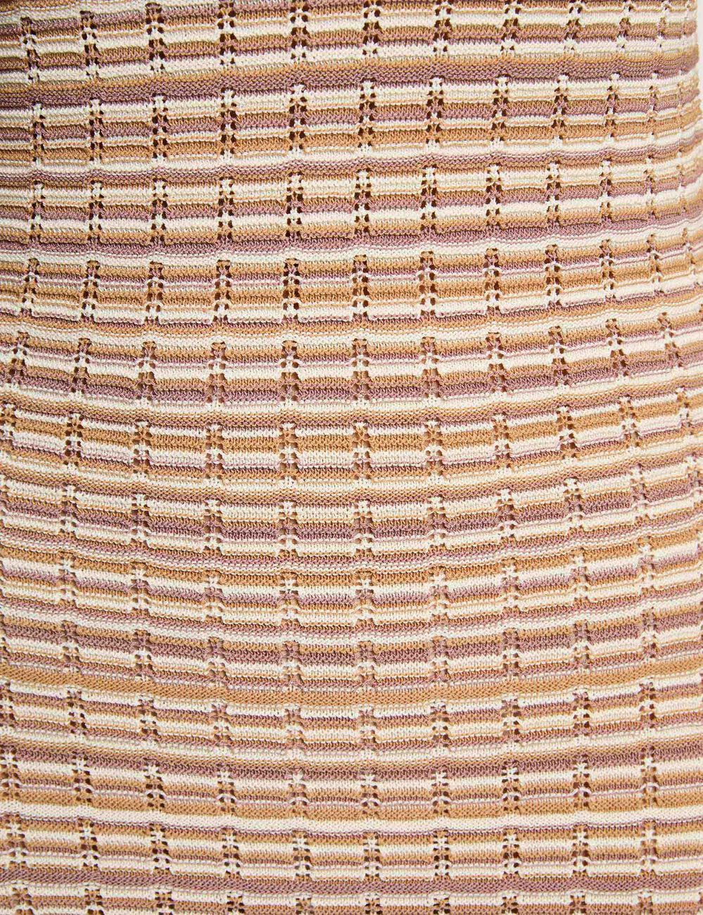 Vestido de punto con cuello en v beige mujer