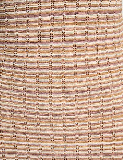 Vestido de punto con cuello en v beige mujer