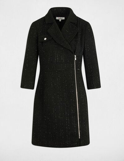 Vestido corto de tweed negro mujer