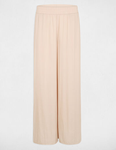 Pantal&oacute;n ancho fluido beis claro mujer