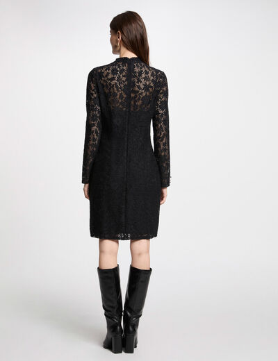 Vestido corto ajustado encaje negro mujer
