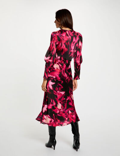 Vestido de gasa con cuello en v multicolor mujer