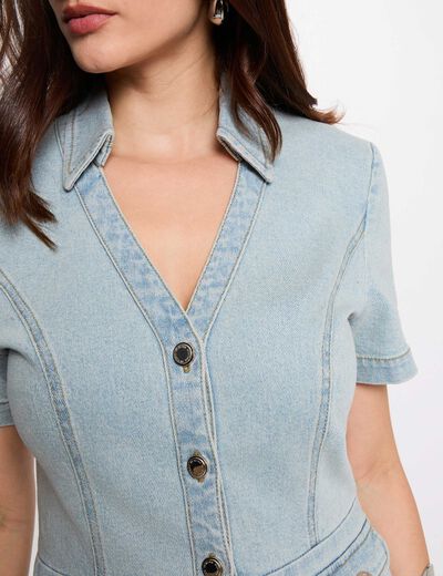 Vestido corto evas&eacute; vaquero denim descolorido mujer