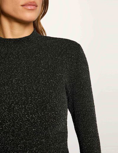 Camiseta corta de cuello alto couleur argent mujer