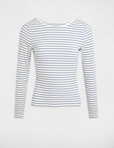 Camiseta manga larga rayas blanco mujer