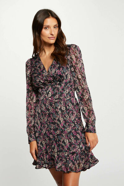 Vestido entallado estampado floral multico mujer