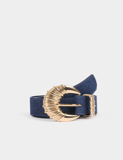 Cinturón vaquero denim crudo mujer