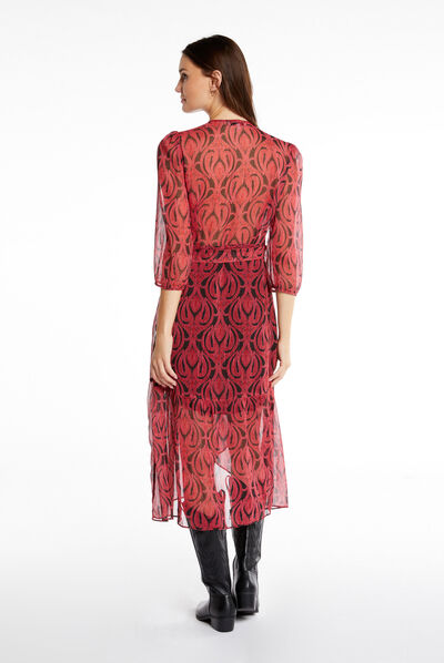 Vestido midi cruzado estampado abstracto multico mujer